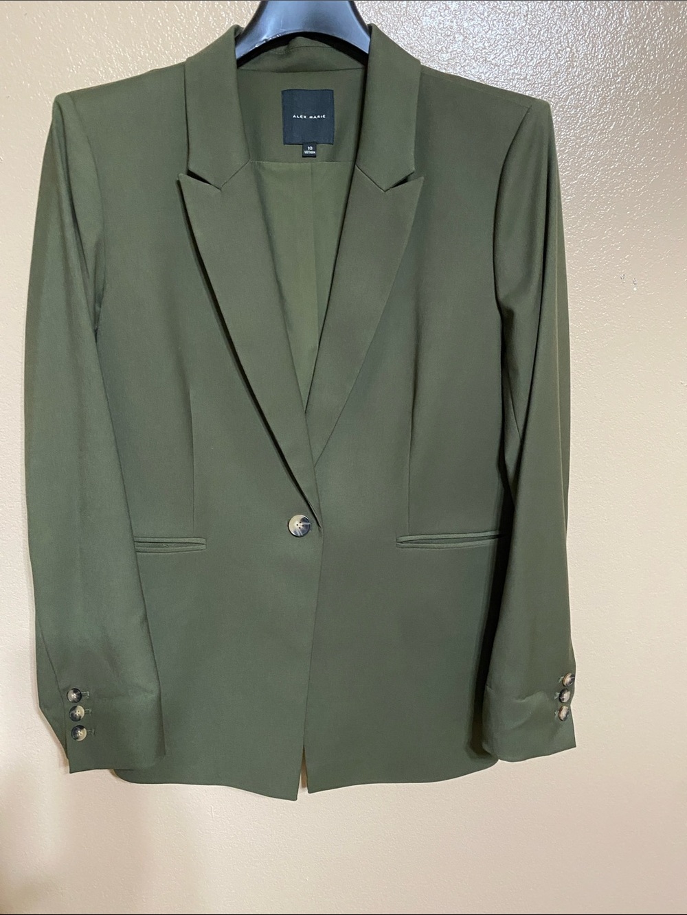 Alex Marie Olive Green Single-Button Blazer